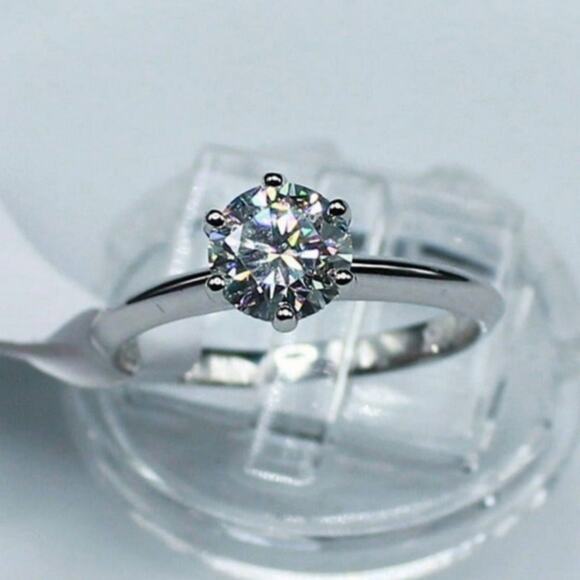 Boutique Jewelry - 6 Claws Certified 1 ct Moissanite Wedding Engagement Ring Size 7